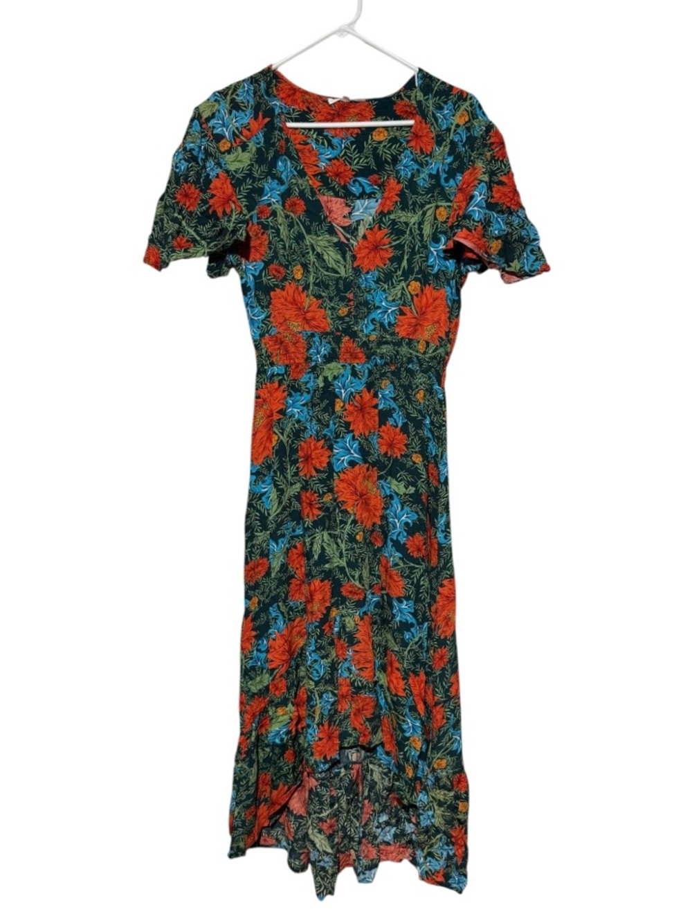 Abel the Label Midi Dress Size Medium Tropical Beach Vacation High Low‎ Rwsort